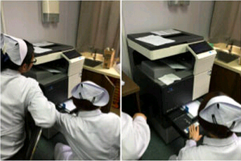 該院的醫護人員使用柯尼卡美能達彩色多功能復合機制作體檢報告